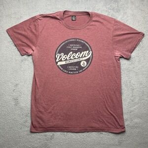 Volcom T-Shirt Mens Sz Medium Maroon Short Sleeve Graphic Logo Surf Skate Snow